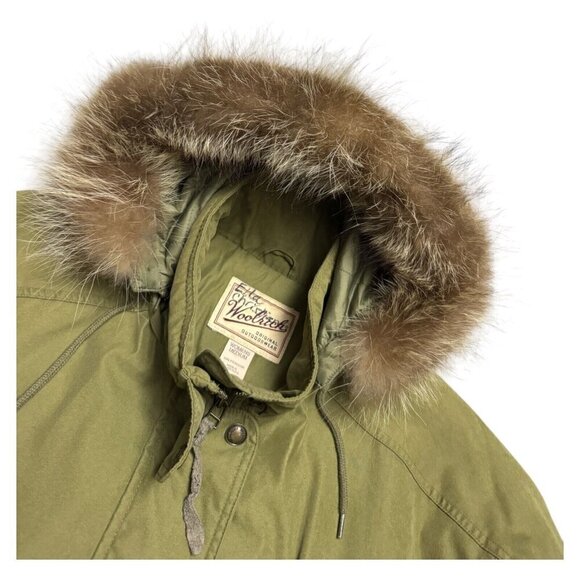 WOOLRICH Vintage Y2K GENUINE FUR Insulated Winter Parka Coat Jacket Women Medium - Picture 2 of 5